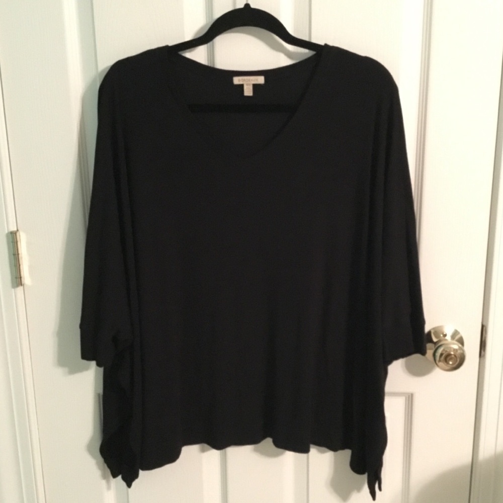 Anthropologie / Bordeaux black ribbed drapey top
